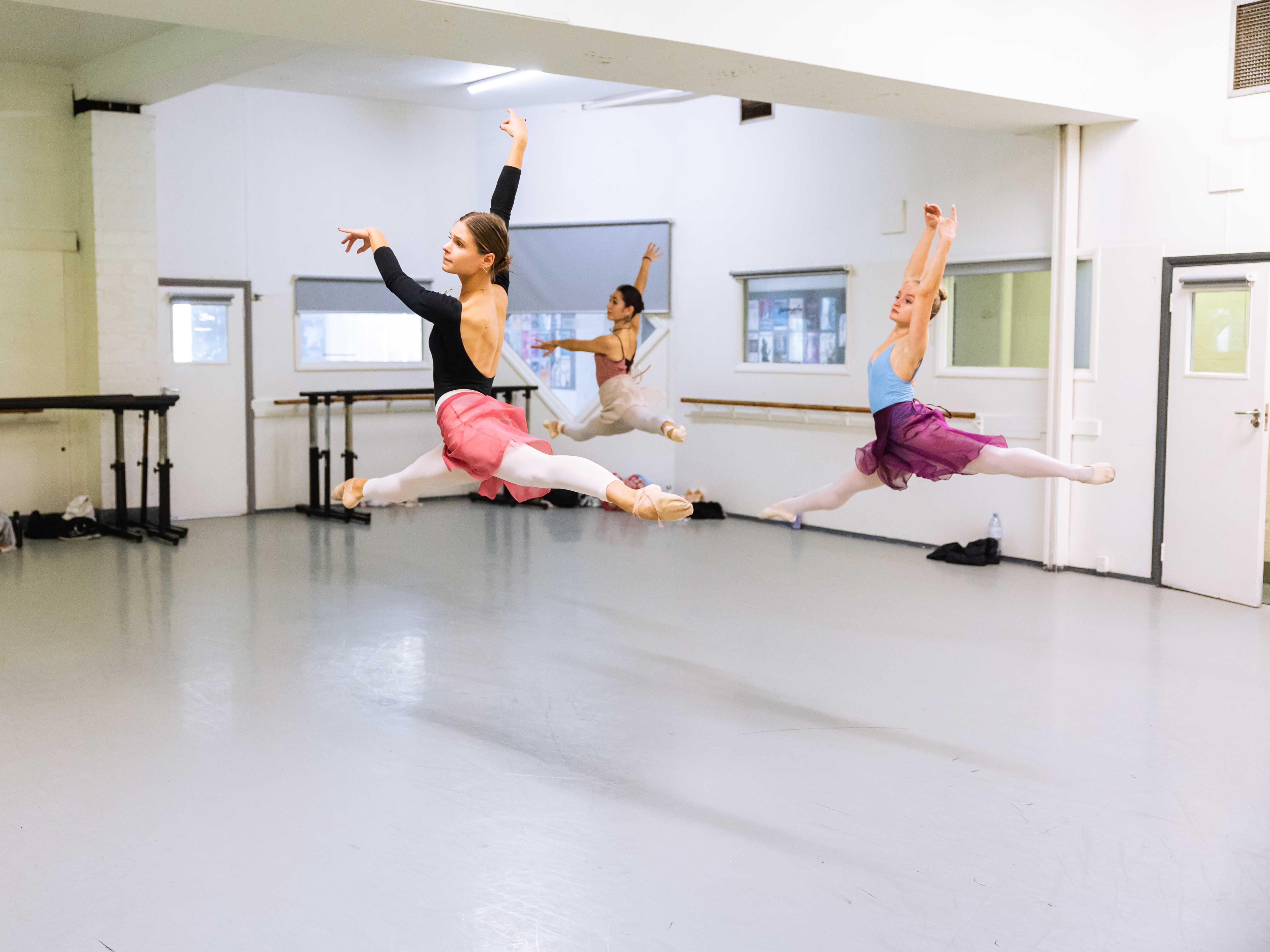 NEBT dancers rehearsing in a studio