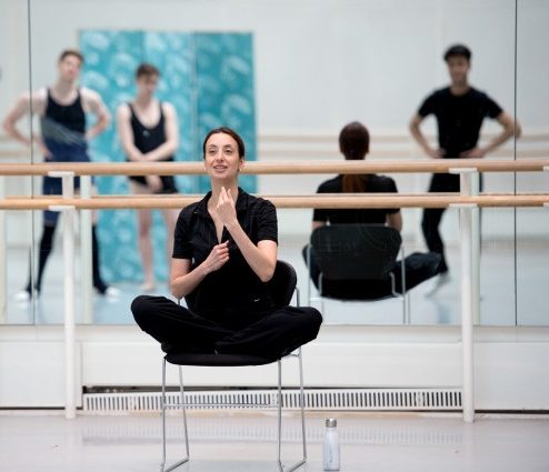 NEBT Associate Choreographer Daniela Cardim in rehearsals. Photo: Deborah Jaffe